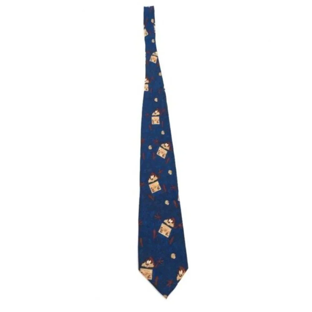 Taz‎ Looney Tunes Tie Necktie Silk Blue 60 Inch Tazmanian Devil